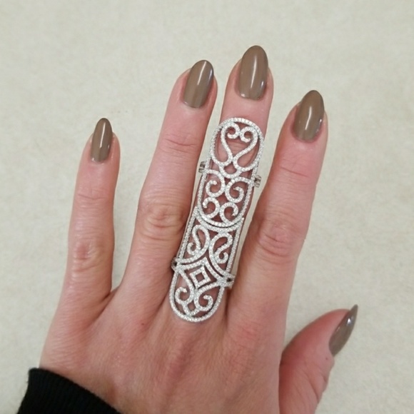 925 CZ long finger knuckle ring - Picture 6 of 8